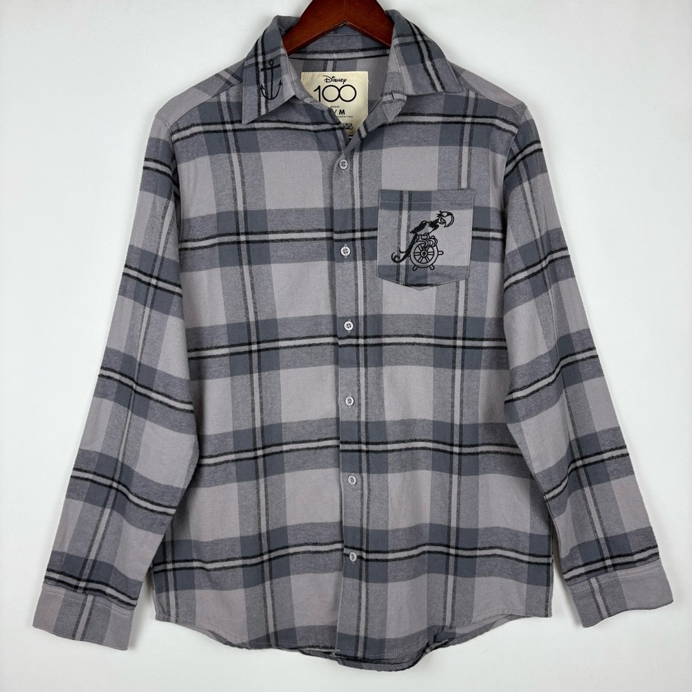 NWT Disney x Cakeworthy 100 Steamboat Willie Mickey Mouse Plaid‎ Button Down